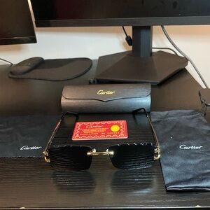 Cartier Black and Gold Designer Sunglasses